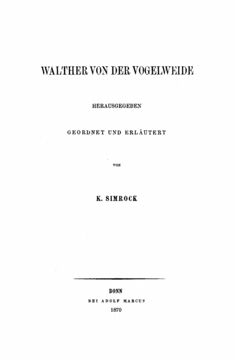 Cover image for book Walther von der Vogelweide