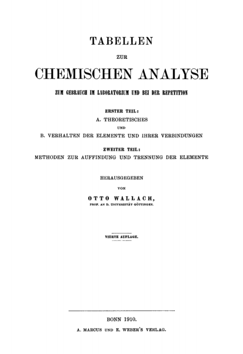 Cover image for book Tabellen zur chemischen Analyse