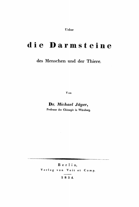 Cover image for book Ueber die Darmsteine des Menschen und der Thiere