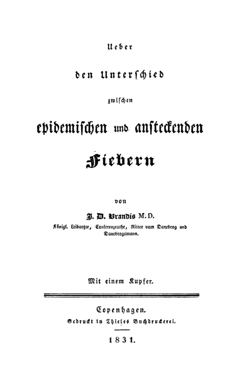 Cover image for book Ueber den Unterschied zwischen epidemischen und ansteckenden Fiebern