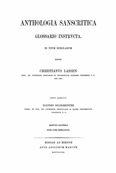 Cover image for book Anthologia sanscritica glossario instructa