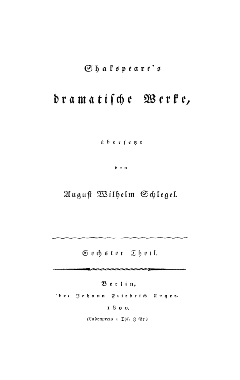 Cover image for book William Shakespeare: Shakspeare’s dramatische Werke. Teil 6