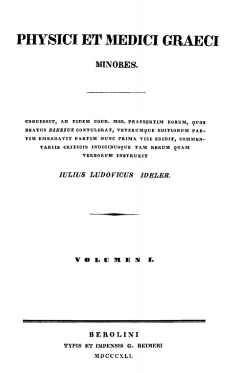 Cover image for book Physici et medici graeci minores. Volumen 1