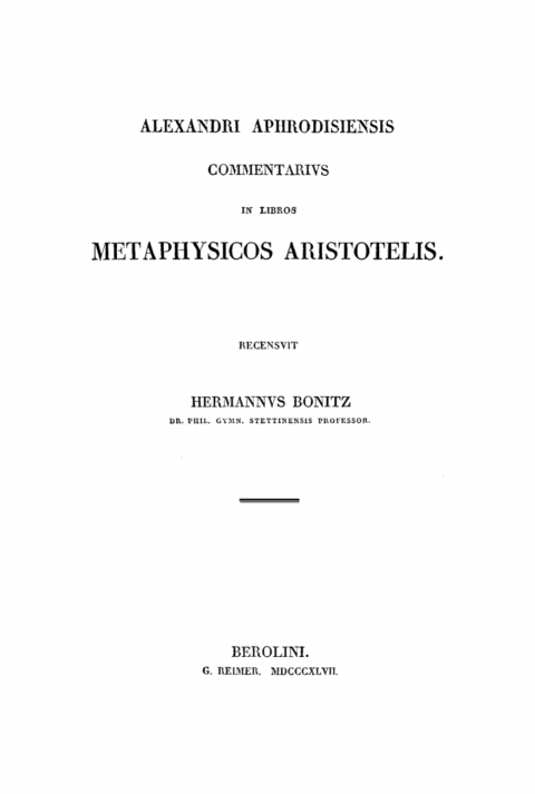 Cover image for book Alexandri Aphrodisiensis Commentarivs in libros metaphysicos Aristotelis