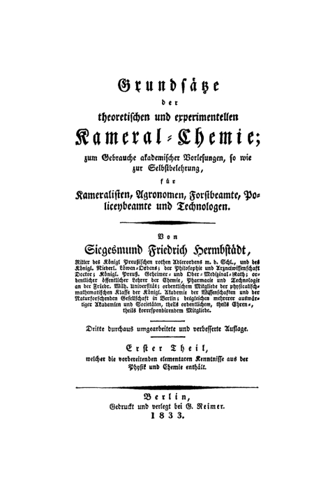 Cover image for book Welcher die vorbereitenden elementaren Kenntnisse aus der Physik und Chemie enthält