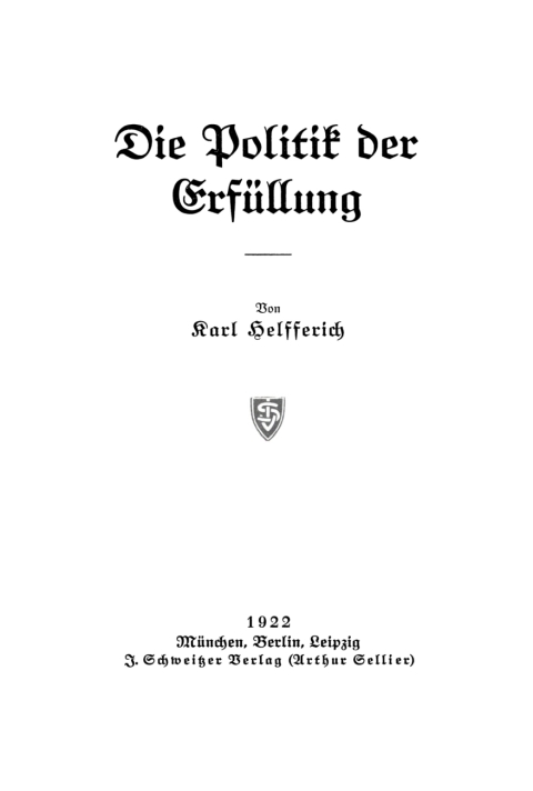 Cover image for book Die Politik der Erfüllung