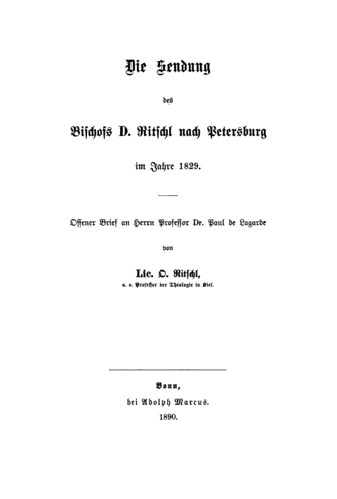 Cover image for book Die Sendung des Bischofs D. Ritschl nach Petersburg im Jahre 1829