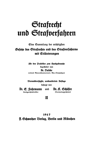 A. Dalcke: Strafrecht und Strafverfahren. Band 2