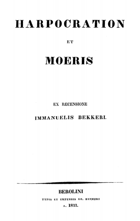 Cover image for book Harpocration et Moeris