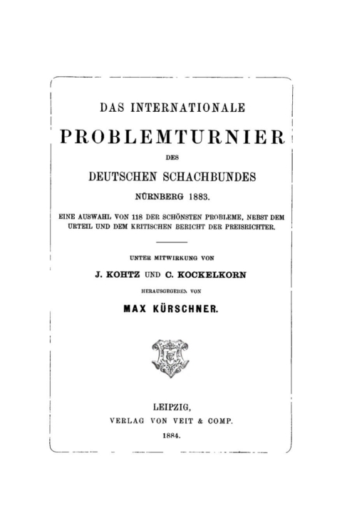 Cover image for book Das Internationale Problemturnier des Deutschen Schachbundes, Nürnberg 1883