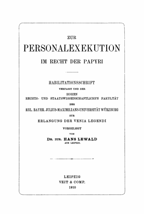 Cover image for book Zur Personalexekution im Recht der Papyri