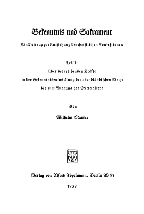 Cover image for book Bekenntnis und Sakrament