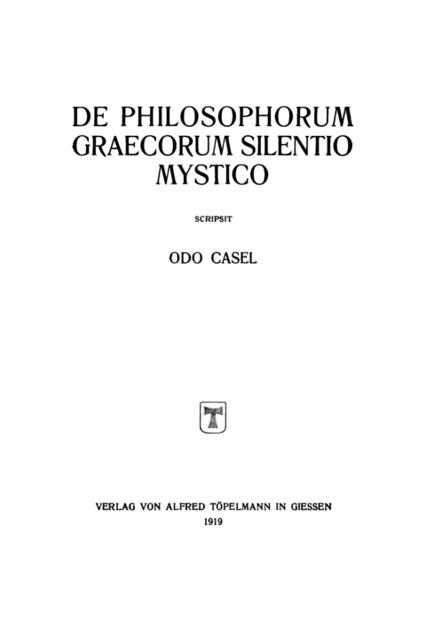 Cover image for book De Philosophorum Graecorum Silentio Mystico