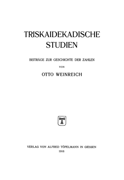 Cover image for book Triskaidekadische Studien
