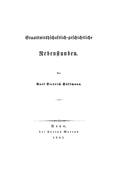 Cover image for book Staatswirthschaftlich-geschichtliche Nebenstunden
