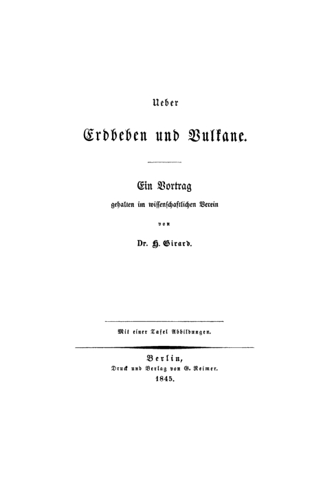 Cover image for book Ueber Erdbeben und Vulkane