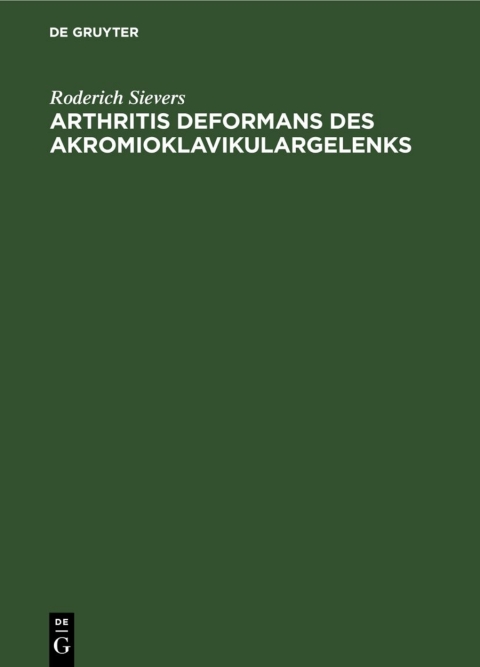 Cover image for book Arthritis deformans des Akromioklavikulargelenks