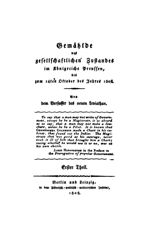 Cover image for book Gemählde des gesellschaftlichen Zustandes im Königreiche Preussen. Teil 1