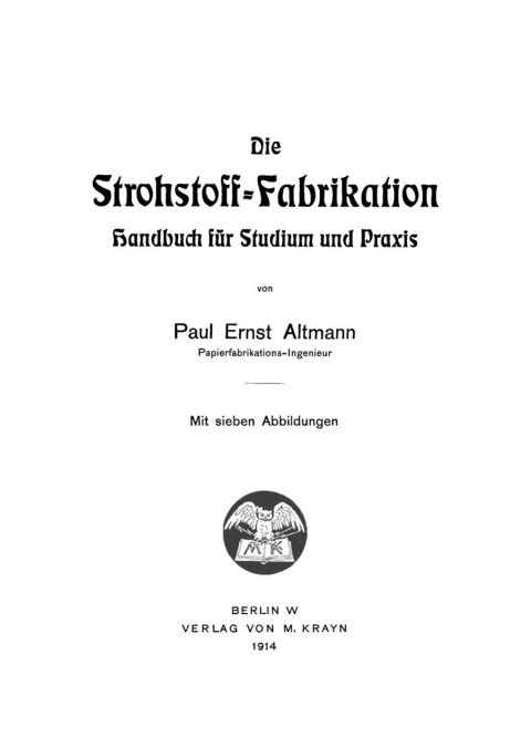 Cover image for book Die Strohstoff-Fabrikation