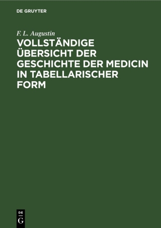Vollständige Übersicht der Geschichte der Medicin in tabellarischer Form
