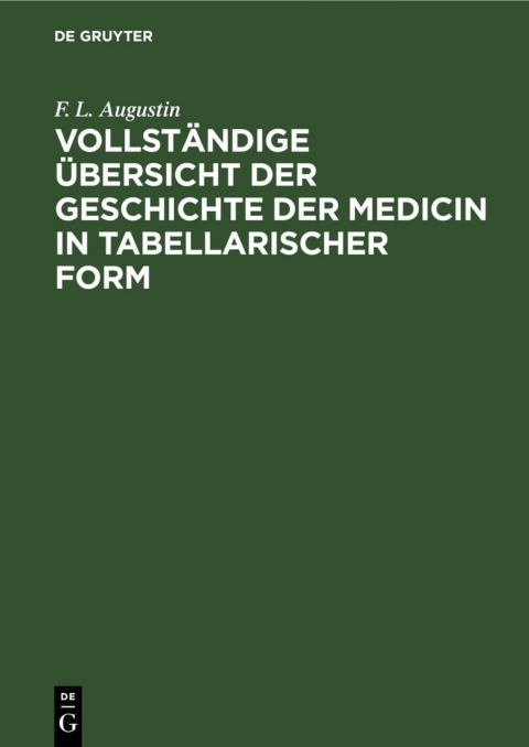 Cover image for book Vollständige Übersicht der Geschichte der Medicin in tabellarischer Form