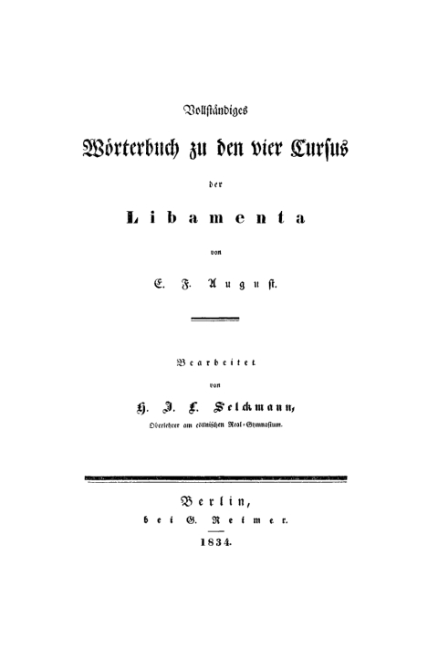 Cover image for book Vollständiges Wörterbuch zu den vier Cursus der Libamenta