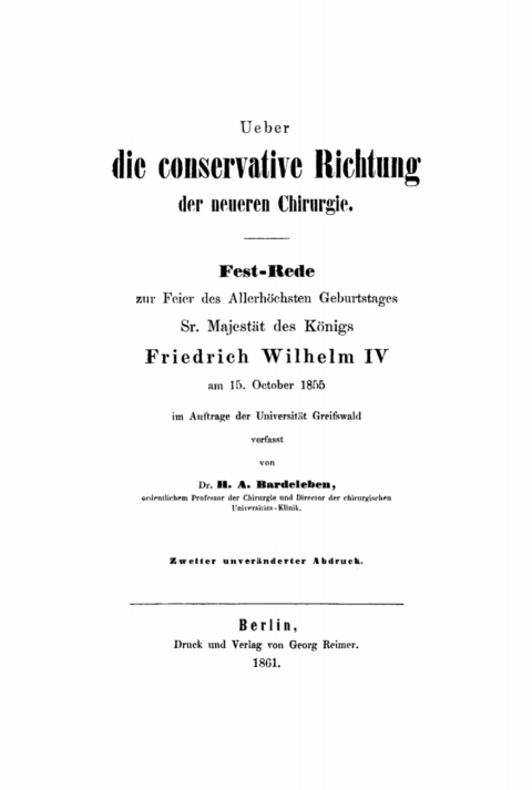 Cover image for book Ueber die conservative Richtung der neueren Chirurgie