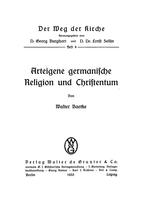 Cover image for book Arteigene germanische Religion und Christentum