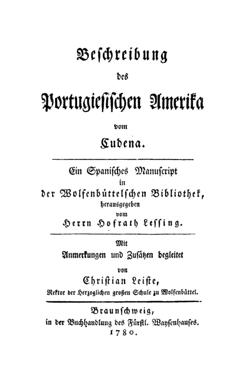 Cover image for book Beschreibung des portugiesischen Amerika vom Cudena