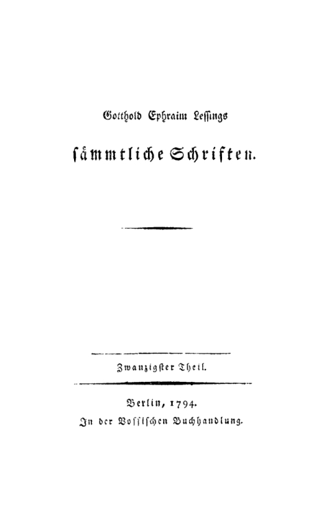 Cover image for book Gotthold Ephraim Lessing: Gotthold Ephraim Lessings Sämmtliche Schriften. Teil 20