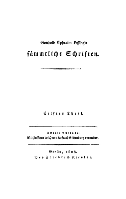 Cover image for book Gotthold Ephraim Lessing: Gotthold Ephraim Lessings Sämmtliche Schriften. Teil 11