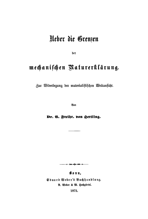 Cover image for book Ueber die Grenzen der mechanischen Naturerklärung
