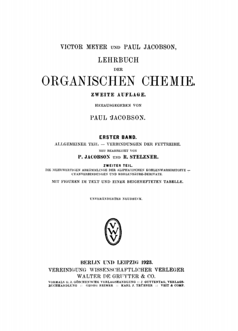 Cover image for book Allgemeiner Teil. Verbindungen der Fettreihe