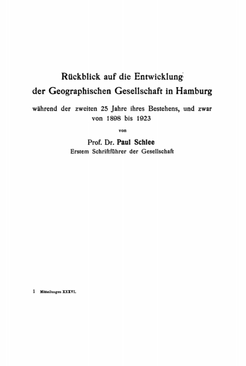 Cover image for book Rückblick auf die Entwicklung der Geographischen Gesellschaft in Hamburg