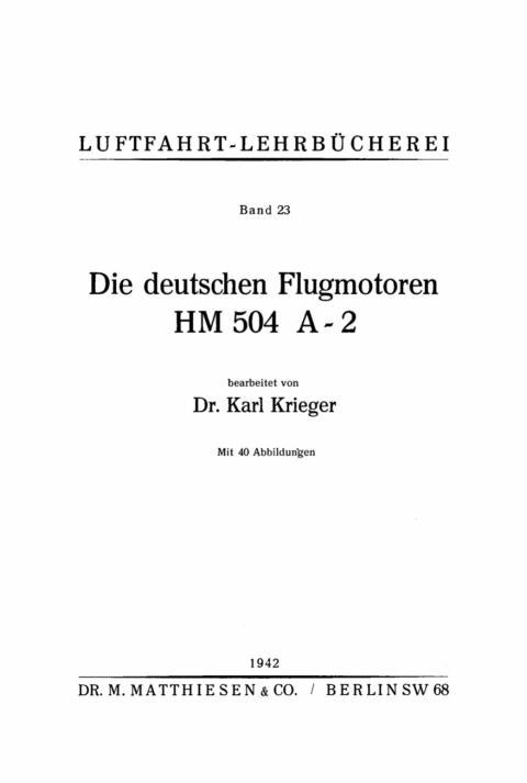Cover image for book Die deutschen Flugmotoren HM 504 A-2