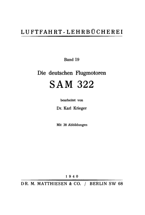 Cover image for book Die deutschen Flugmotoren SAM 322