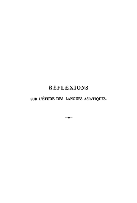 Cover image for book Réflexions sur l’étude des langues asiatiques adressées à Sir James Mackintosh