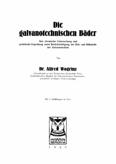 Cover image for book De galvanotechnischen Bäder