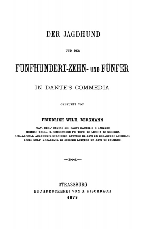 Cover image for book Der Jagdhund und der Fünfhundert-Zehn- und Fünfer in Dante’s Commedia