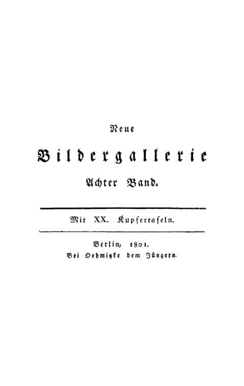Cover image for book Neue Bildergallerie. Band 8