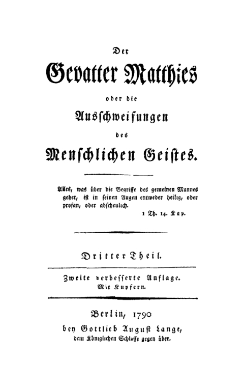 Cover image for book Henri-Joseph Du Laurens: Der Gevatter Matthies oder die Ausschweifungen des menschlichen Geistes. Teil 3