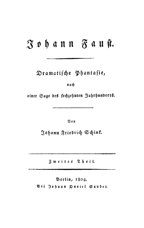 Cover image for book Johann Friedrich Schink: Johann Faust. Teil 2