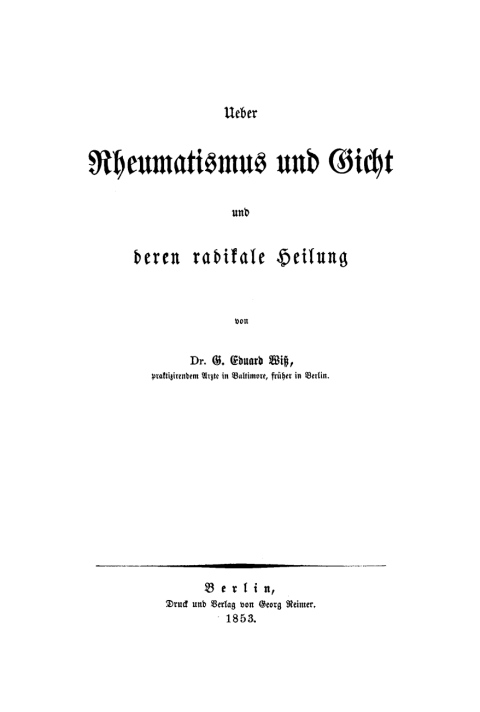 Cover image for book Ueber Rheumatismus und Gicht und deren radikale Heilung