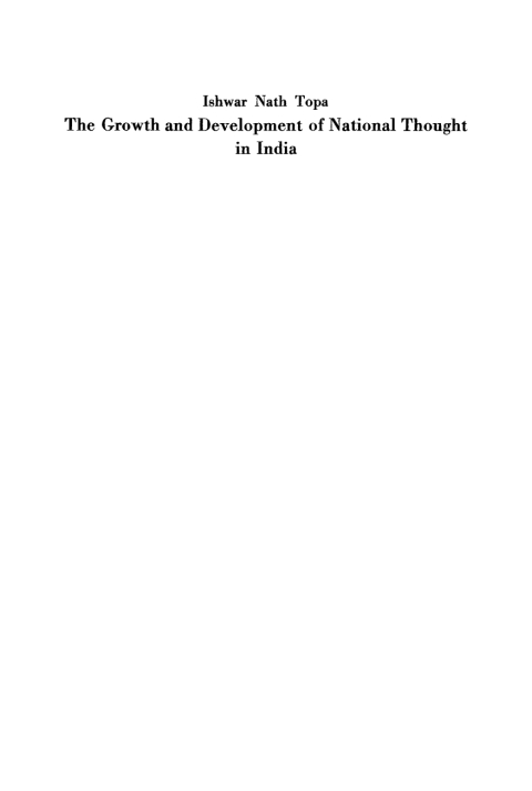 Cover image for book The Growth and Development of National Thought in India