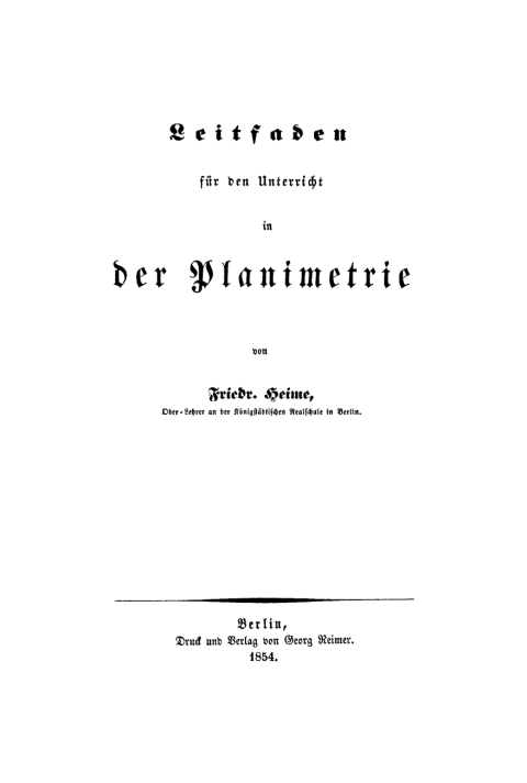 Cover image for book Leitfaden für den Unterricht der Planimetrie