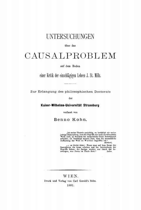 Cover image for book Untersuchungen über das Causalproblem auf dem Boden einer Kritik der einschlägigen Lehren J. St. Mills