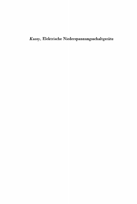 Cover image for book Elektrische Niederspannungsschaltgeräte