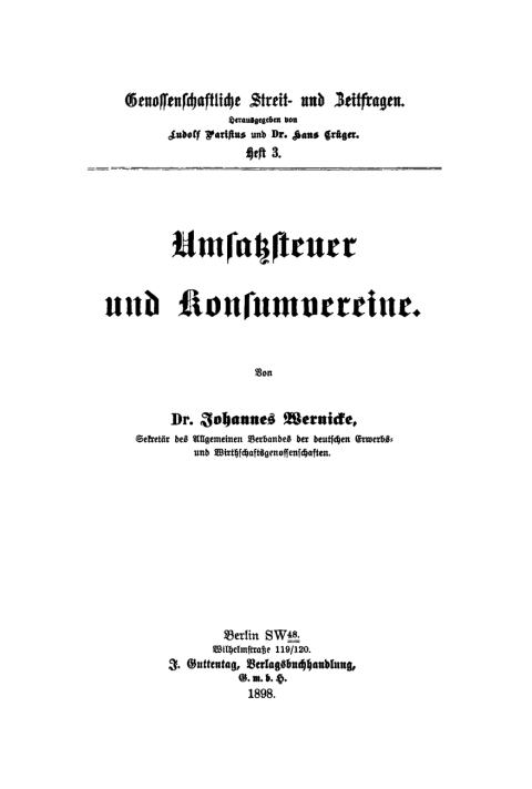 Cover image for book Umsatzsteuer und Konsumvereine