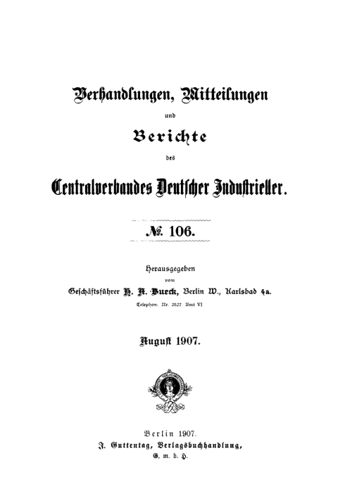 Cover image for book August 1907