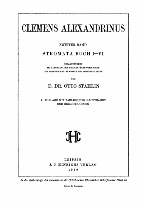 Cover image for book Stromata Buch I–VI